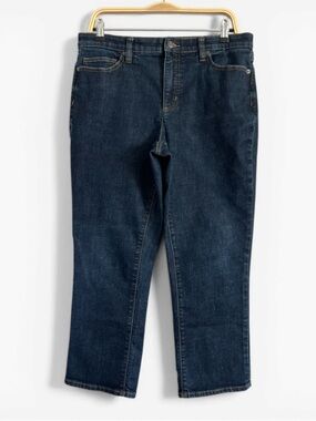 Lands' End Petite Dark Denim High-Waisted Straight Jeans 12P